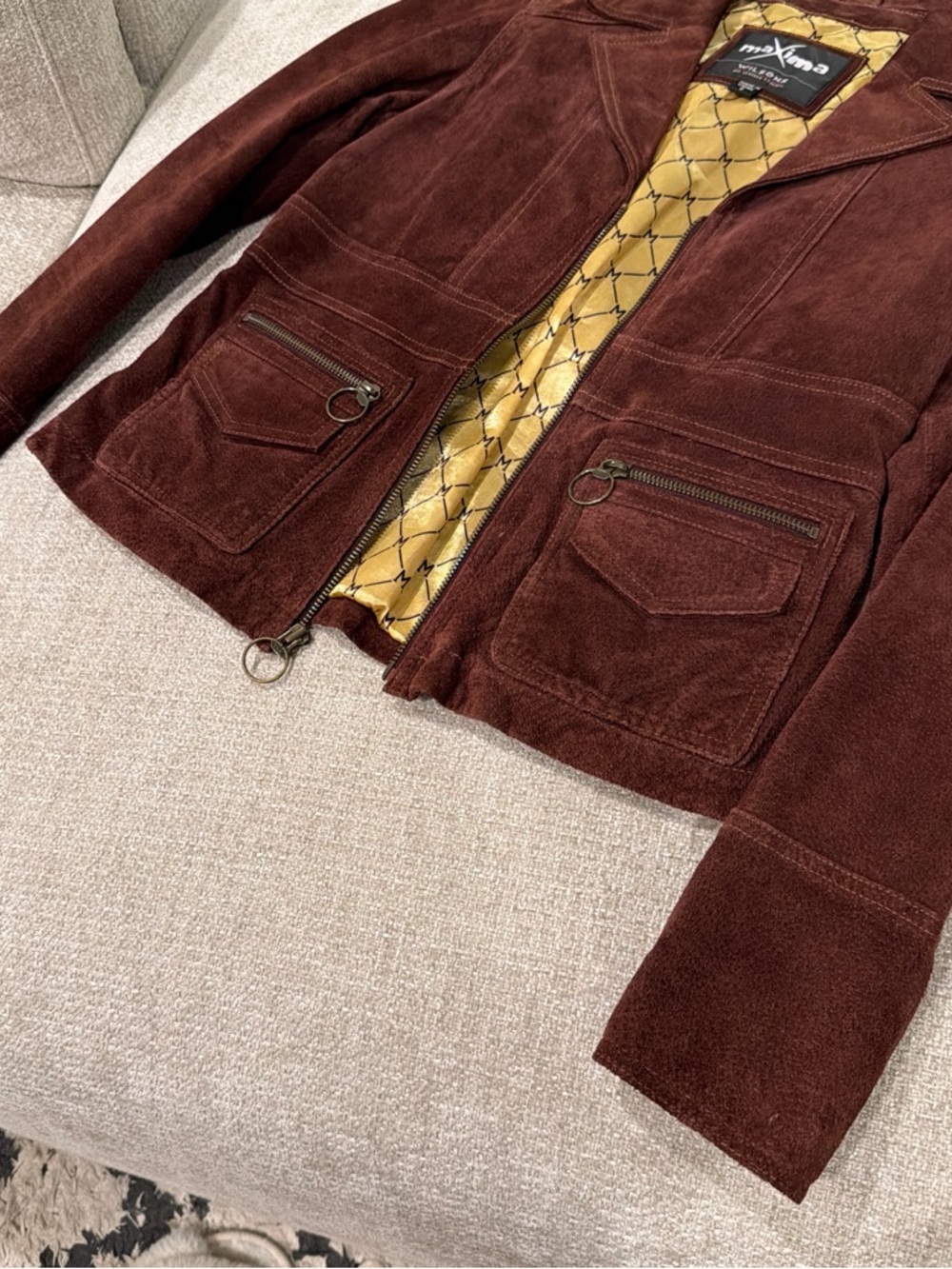 Maxima Wilson’s Leather Women's Brown Suede Zip Jacket - Picture 3 of 7